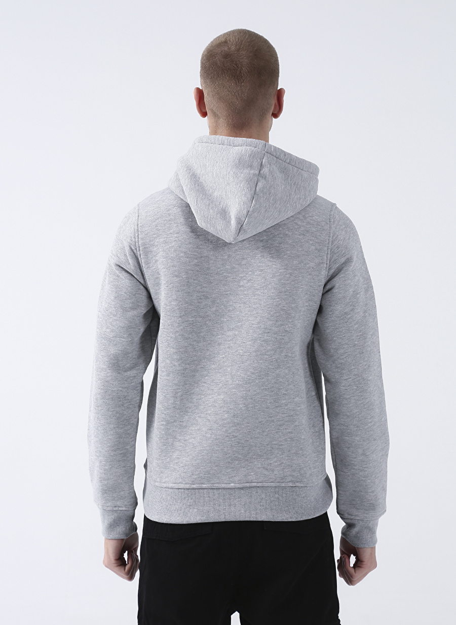 Routefield Gri Erkek Düz Yaka Nakışlı Sweatshirt RFHARVEY2223_HARVEY