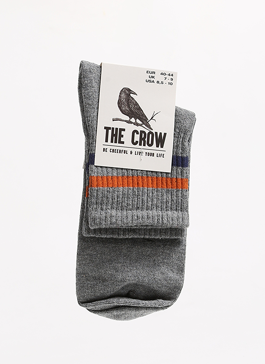 The Crow Gri Erkek Çizgili Soket Çorap  TC1106