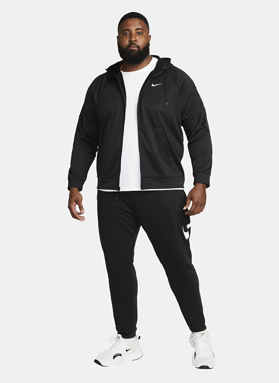 Nike Siyah - Gri - Gümüş Erkek Kapüşonlu  Baskılı Zip Ceket DQ4830-010 M NK TF HD FZ