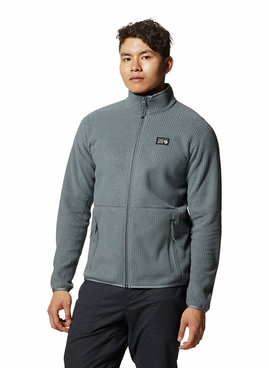 Mountain Hardwear Gri Erkek Dik Yaka Düz Polar Sweatshırt 2002911056_OM4477