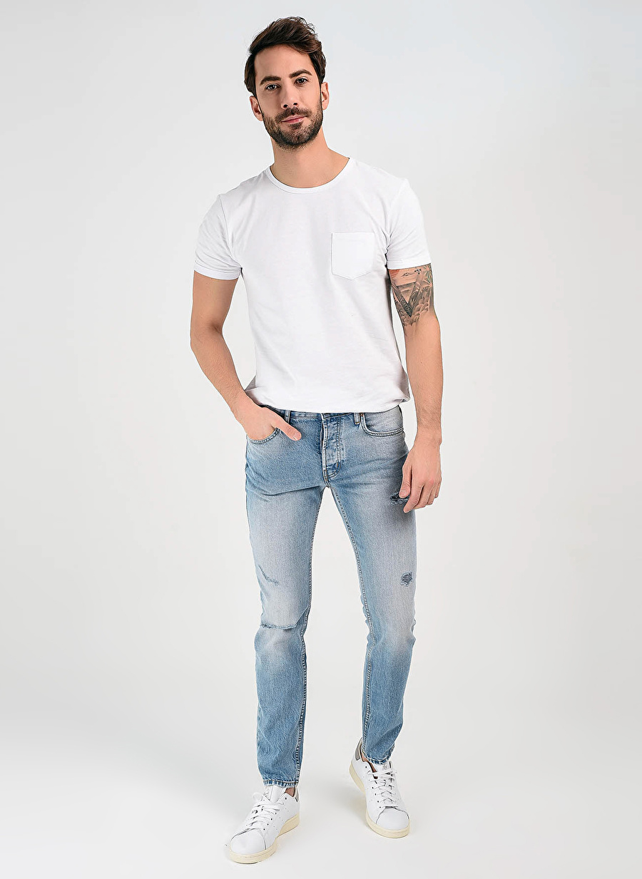 Denim Trip Normal Bel Slim Fit Açık İndigo Erkek Denim Pantolon DTE078_TOM Slim Fit Normal Bel Açık