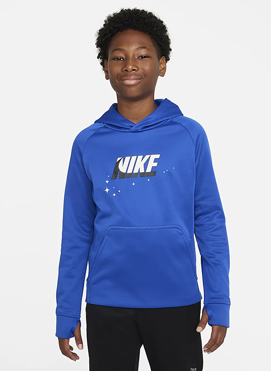 Nike Çocuk Mavi Kapüşonlu Sweatshirt DQ9037-480 B NK TF PO HOODIE GFX 1