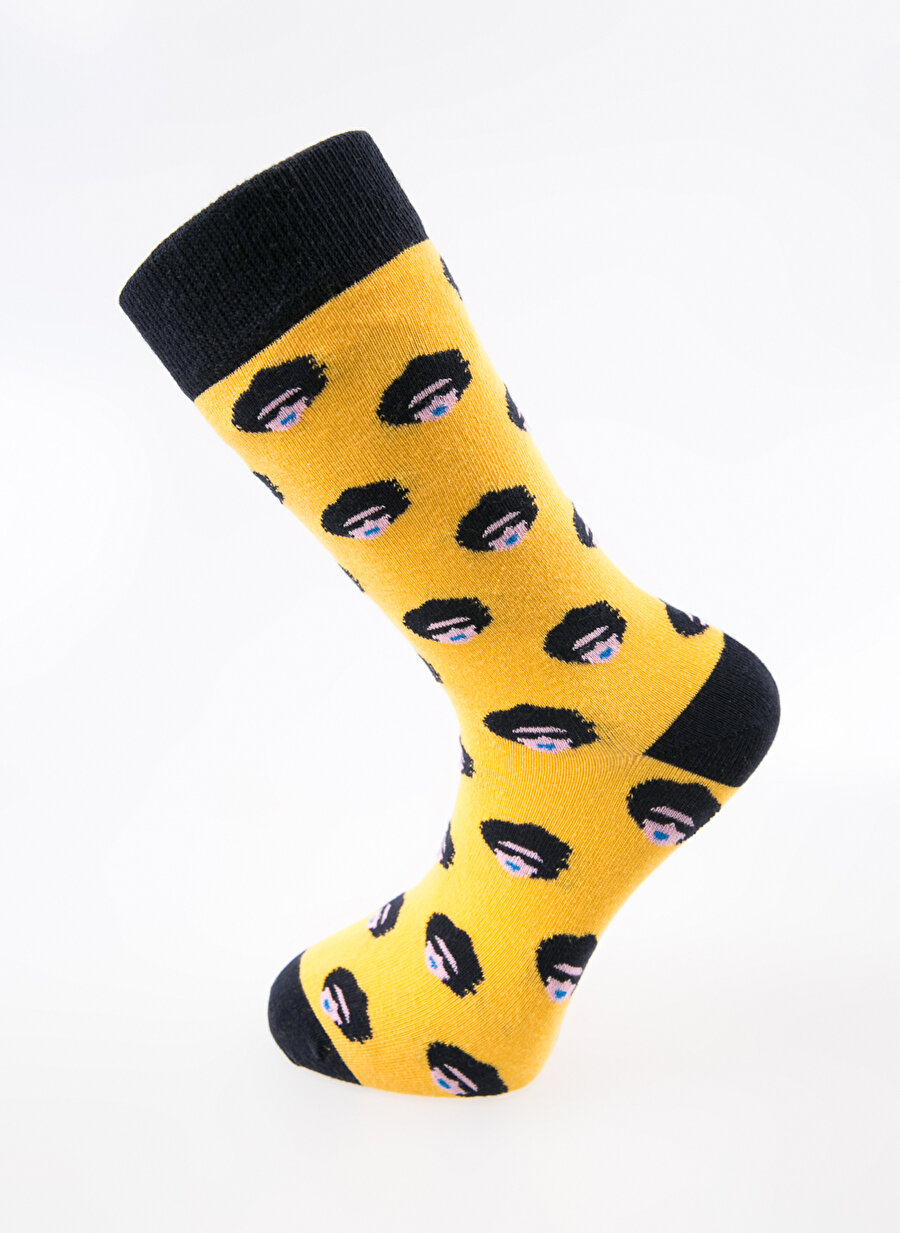 Cozzy Socks Bonus Kafa Desenli Sarı-Siyah Erkek Çorap CZY1008