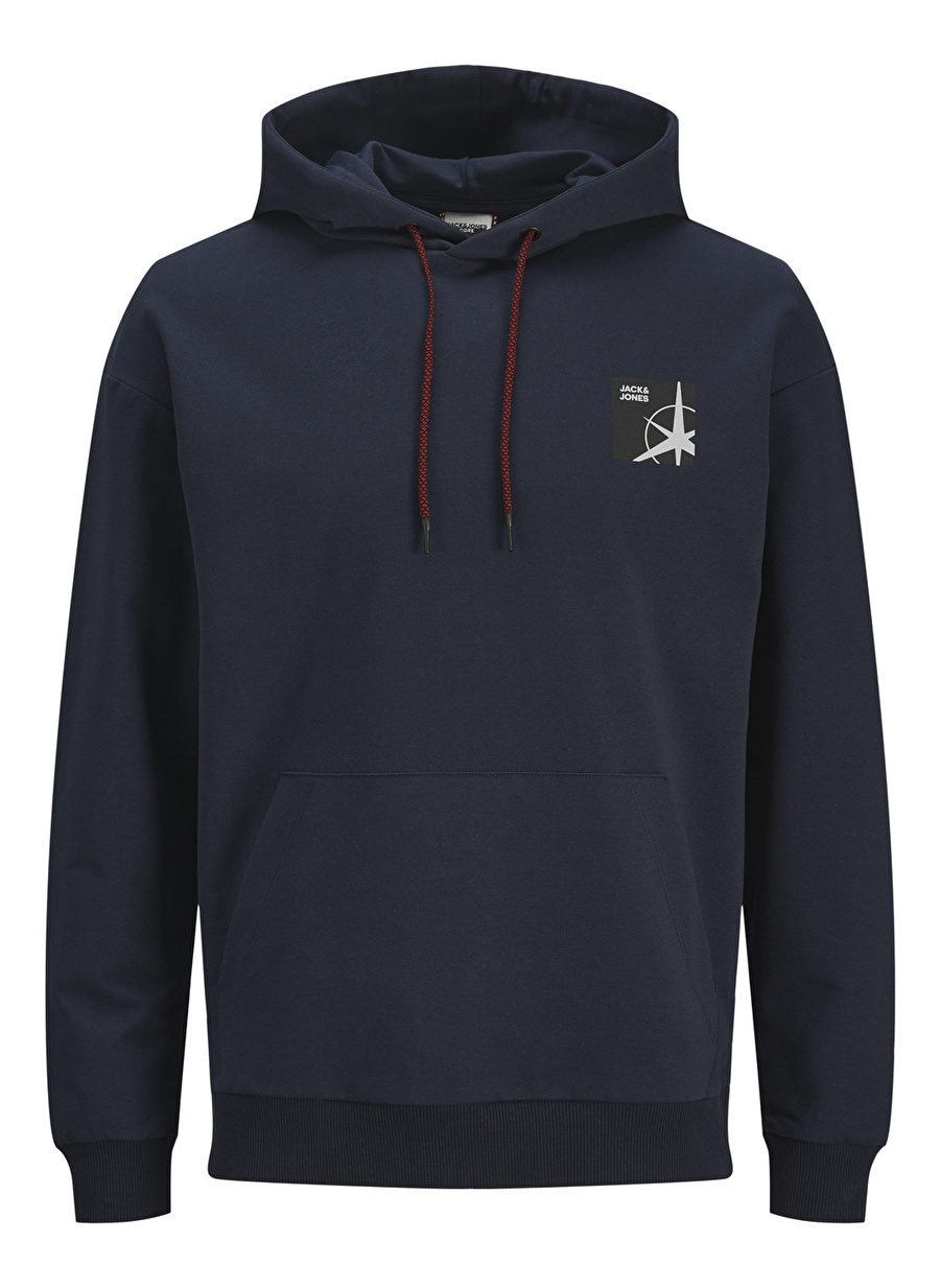 Jack & Jones Dik Yaka Mavi Erkek Sweatshırt JCOFILO SWEAT HOOD SN