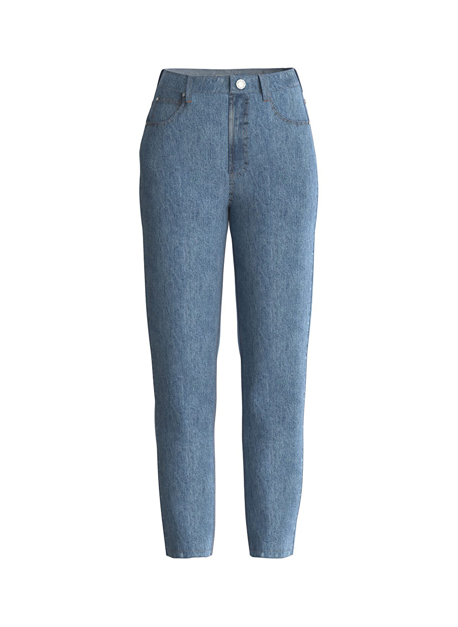 Guess Normal Bel Ankle Paça Mom Fit Mavi Kadın Denim Pantolon W2YA21D4NH5AUMD