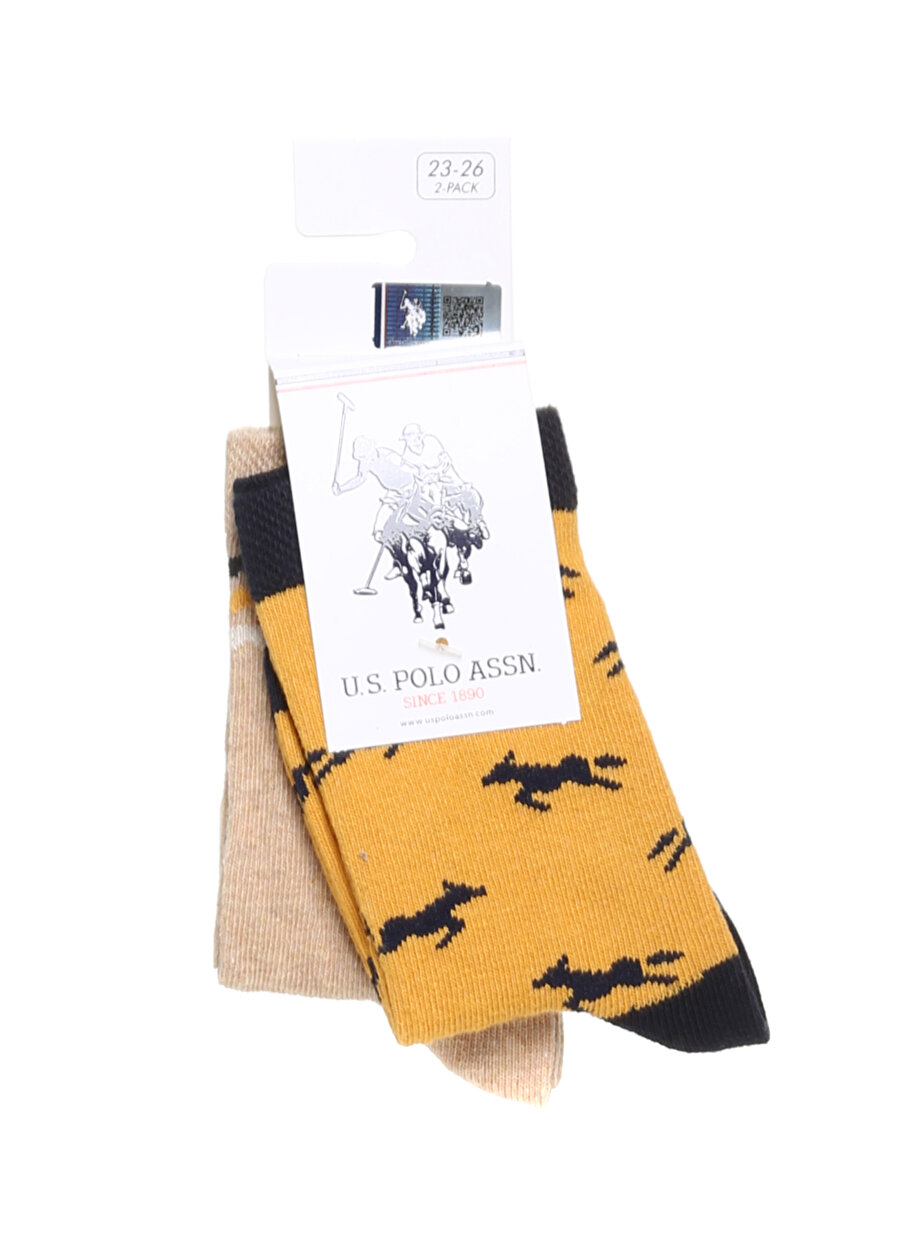 U.S. Polo Assn. Sarı Erkek Çocuk Paketli Çorap A083SZ013.P01.GORA 2'Lİ PAKET ÇORAP