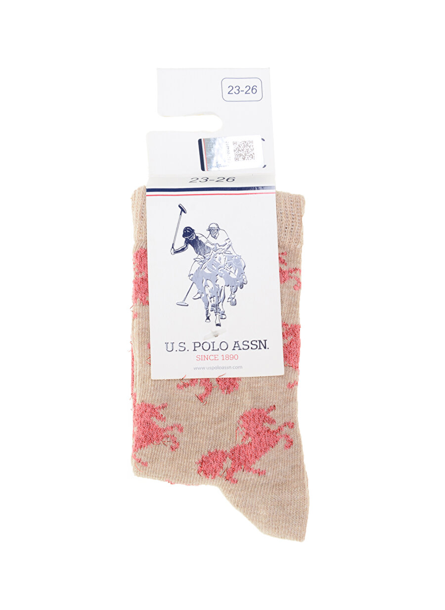 U.S. Polo Assn. Beyaz Kız Çocuk Paketli Çorap A084SZ013.P01.LILA-SK22 TEKLİ