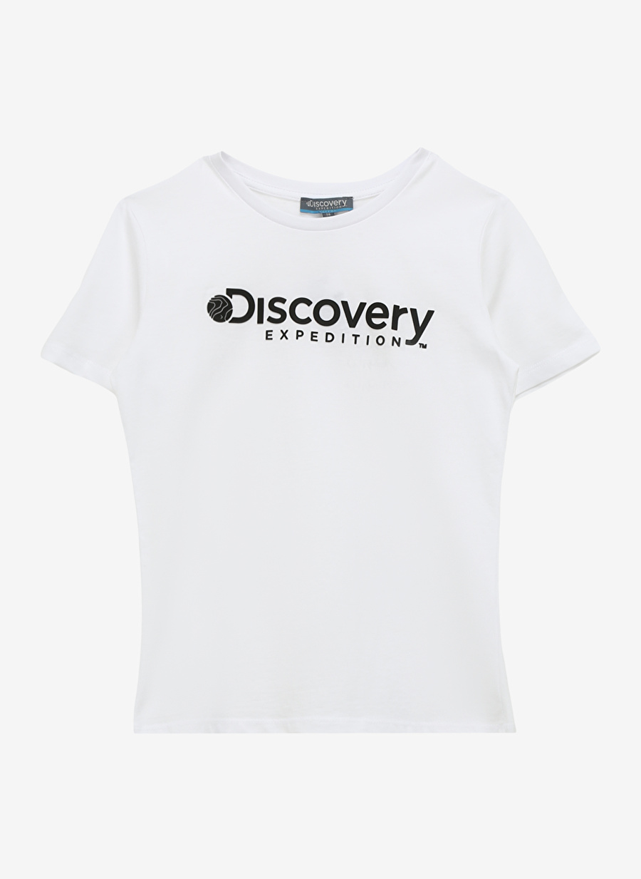 Discovery Expedition Beyaz Kız Çocuk Bisiklet Yaka Kısa Kollu Baskılı T-Shirt ROGERS GIRL