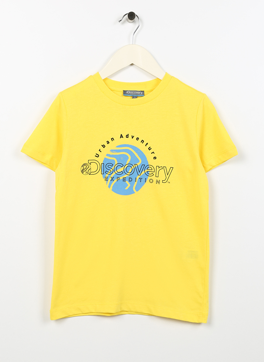 Discovery Expedition Sarı Erkek Çocuk Bisiklet Yaka Düşük Omuzlu Baskılı T-Shirt JACK BOY