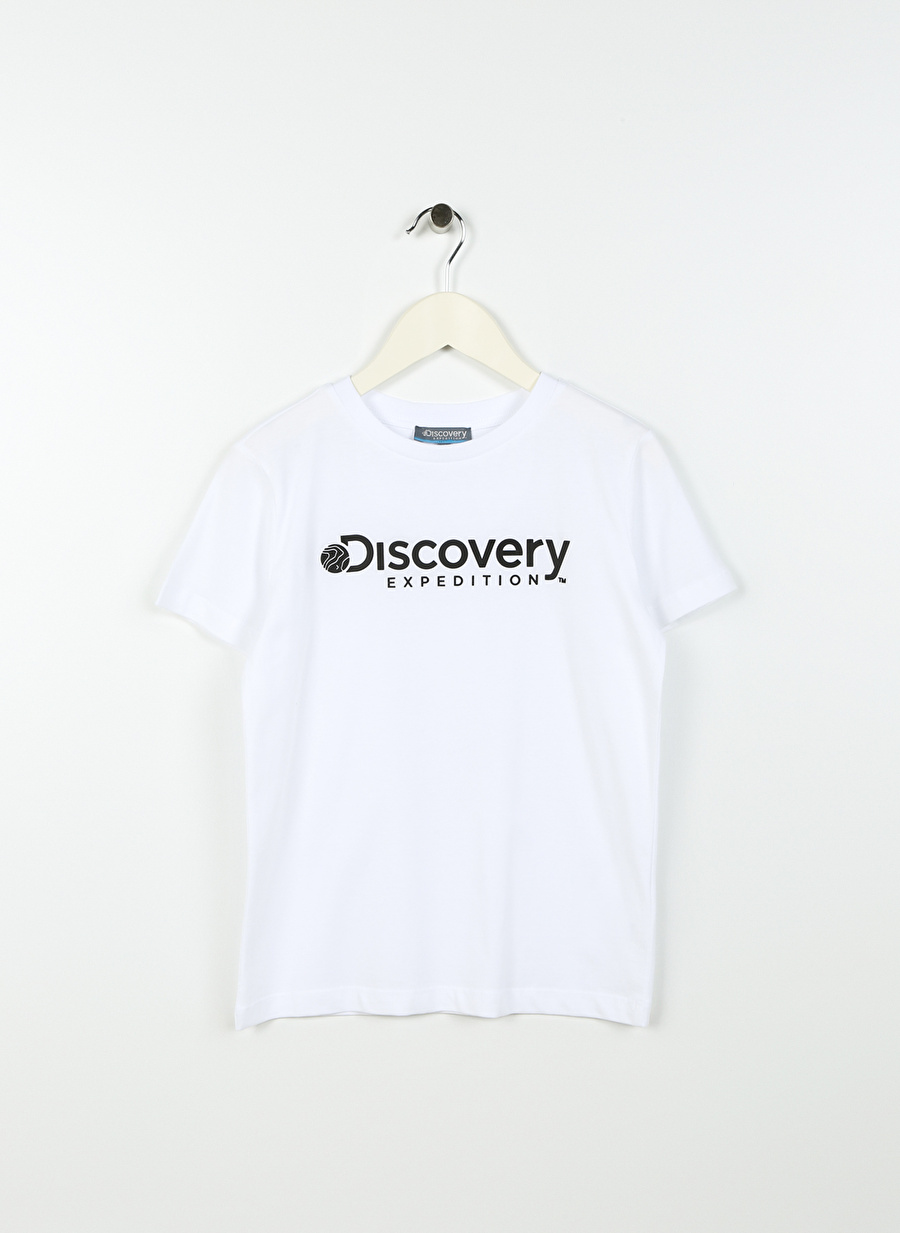 Discovery Expedition Beyaz Erkek Çocuk Bisiklet Yaka Kısa Kollu Baskılı T-Shirt ROGERS BOY