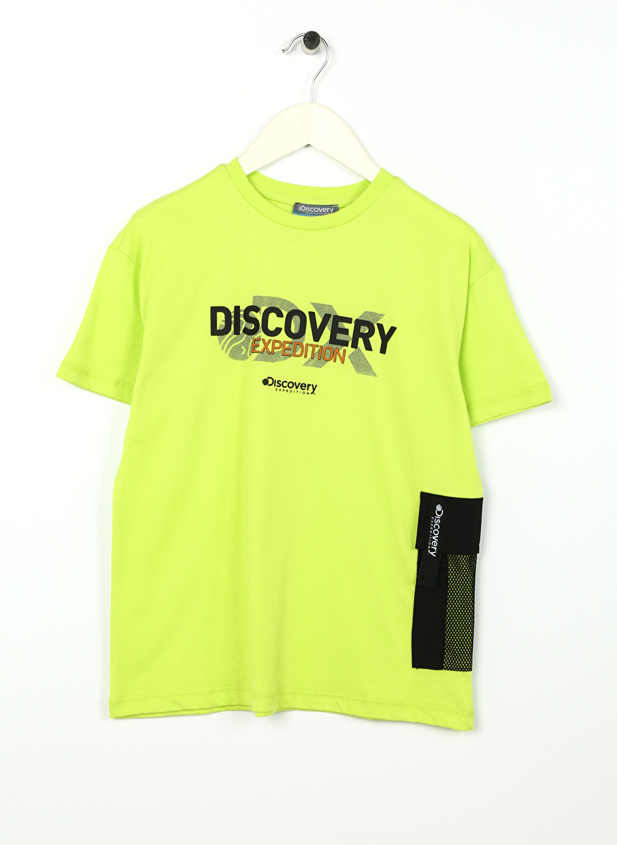 Discovery Expedition Neon Yeşil Erkek Çocuk Bisiklet Yaka Kısa Kollu Baskılı T-Shirt HELLO BOY