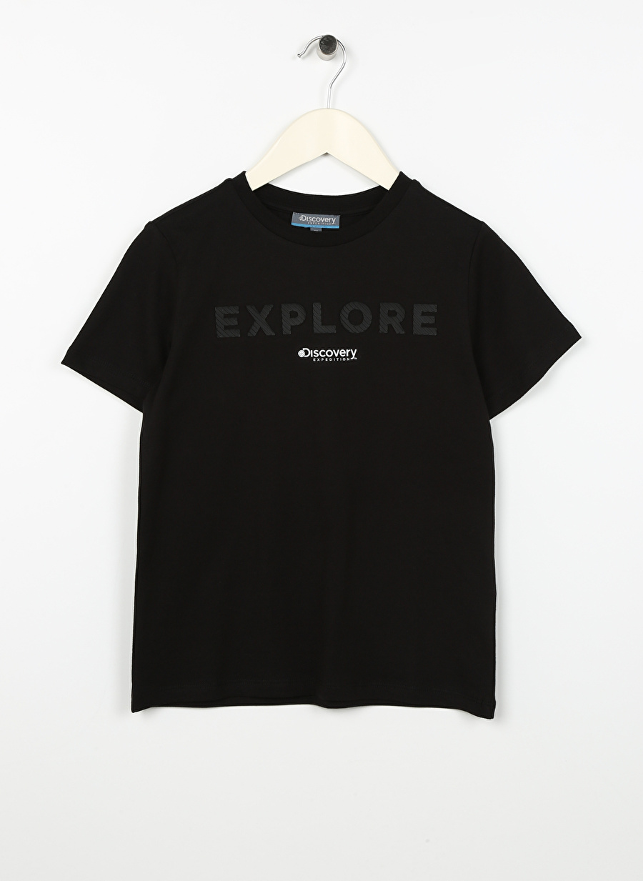 Discovery Expedition Siyah Erkek Çocuk Bisiklet Yaka Kısa Kollu Baskılı T-Shirt TOR BOY