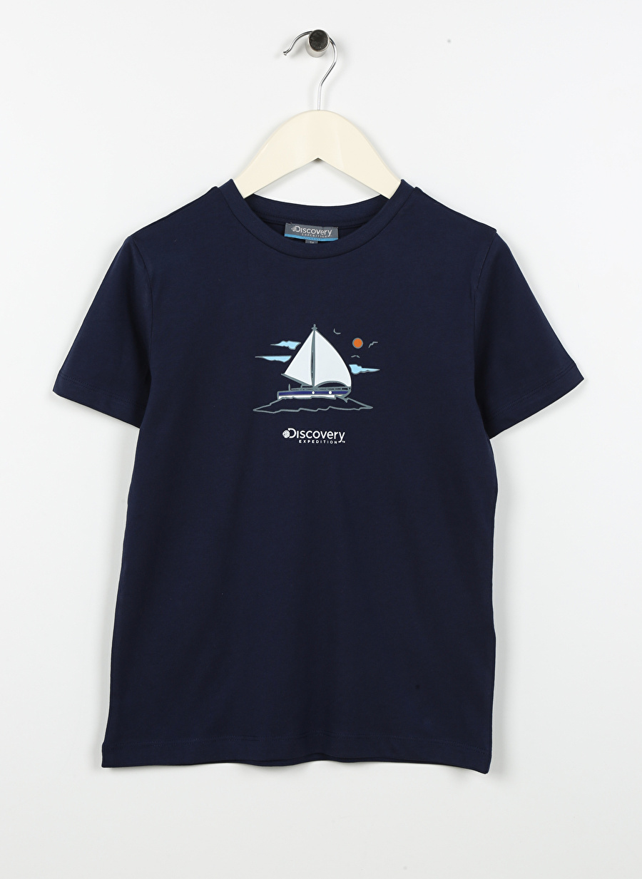 Discovery Expedition Lacivert Erkek Çocuk Bisiklet Yaka Kısa Kollu Baskılı T-Shirt YELKENBOY