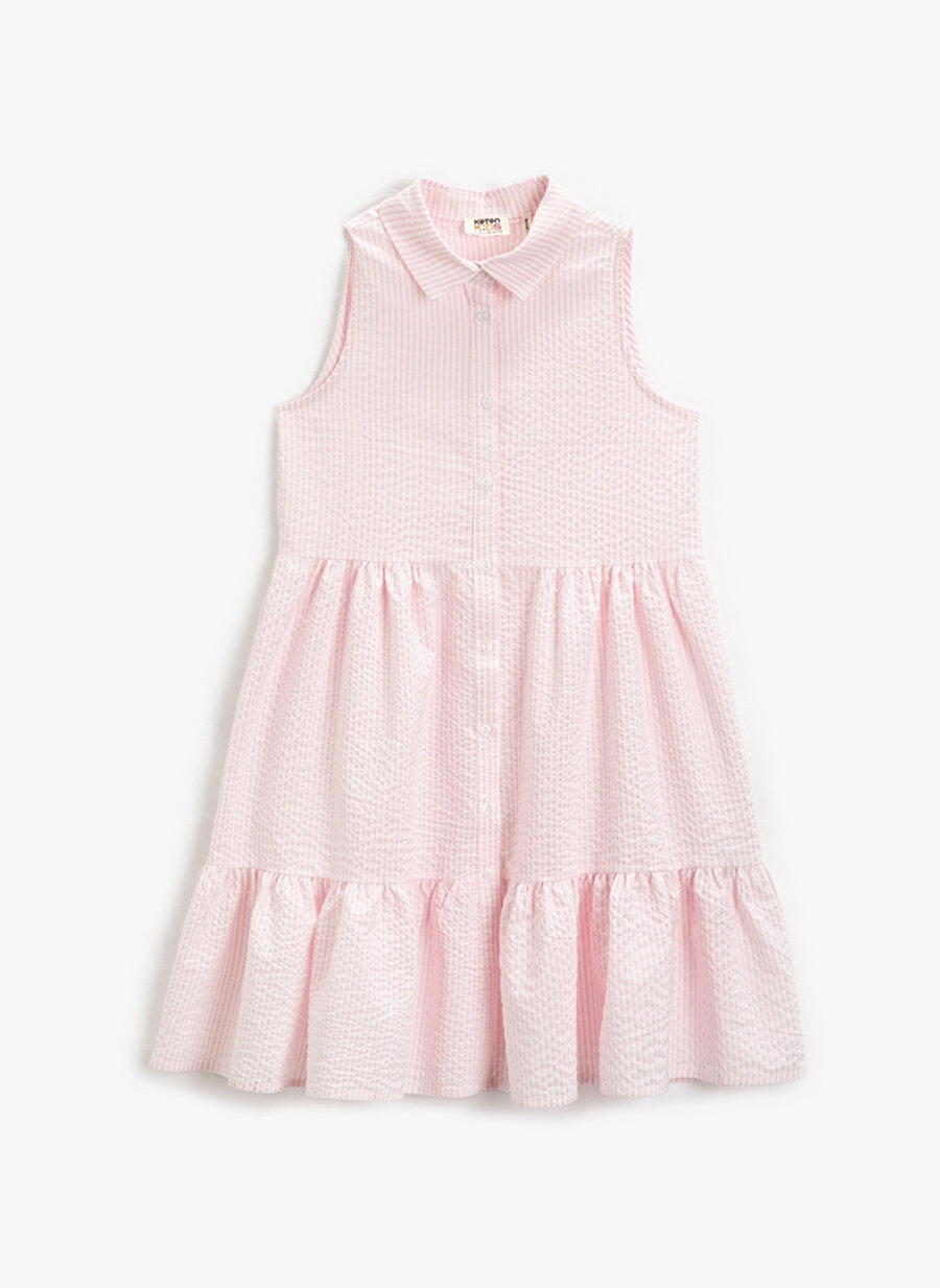 Koton Çizgili Pembe Kız Çocuk Diz Altı Elbise 3SKG80016AW