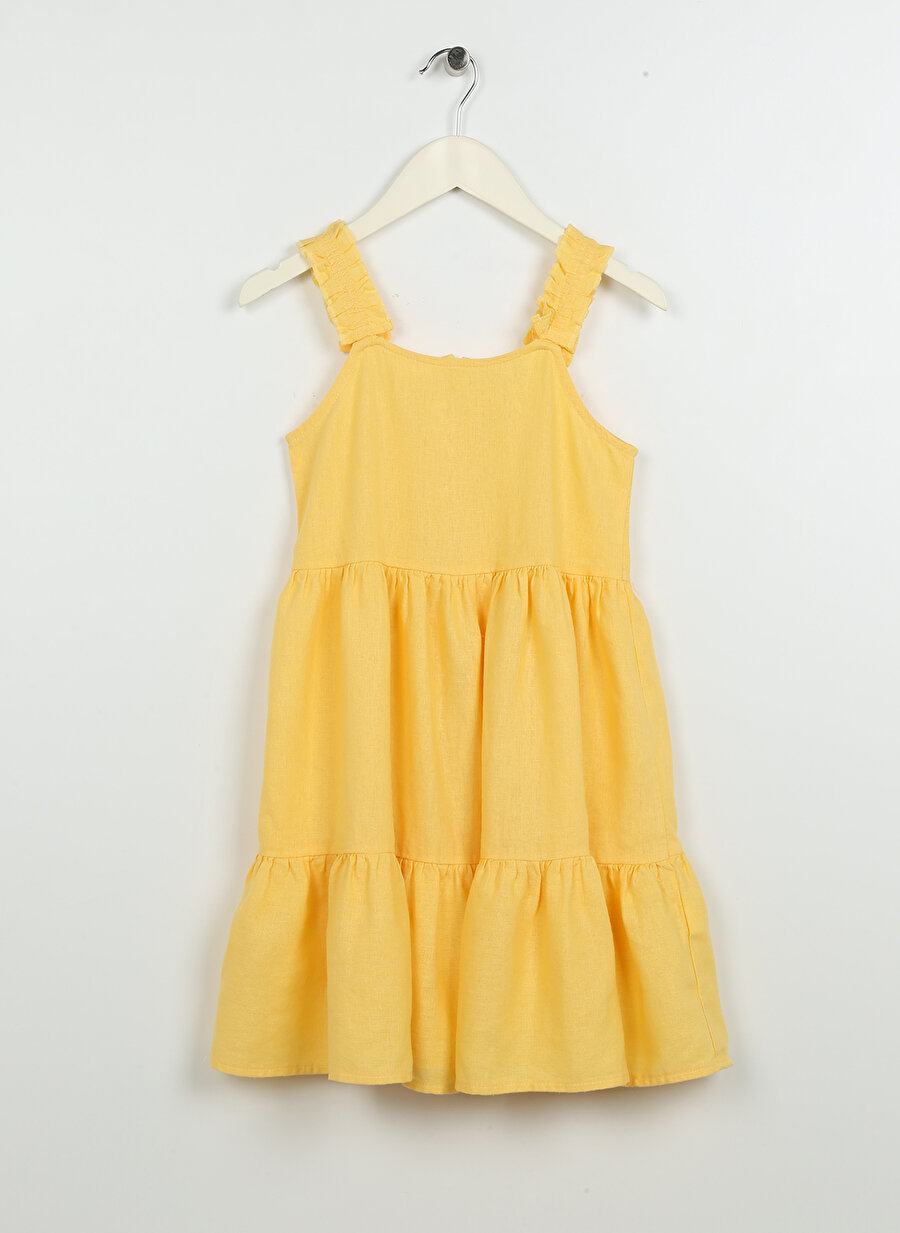 Koton Düz Sarı Kız Çocuk Uzun Elbise 3SKG80075AW