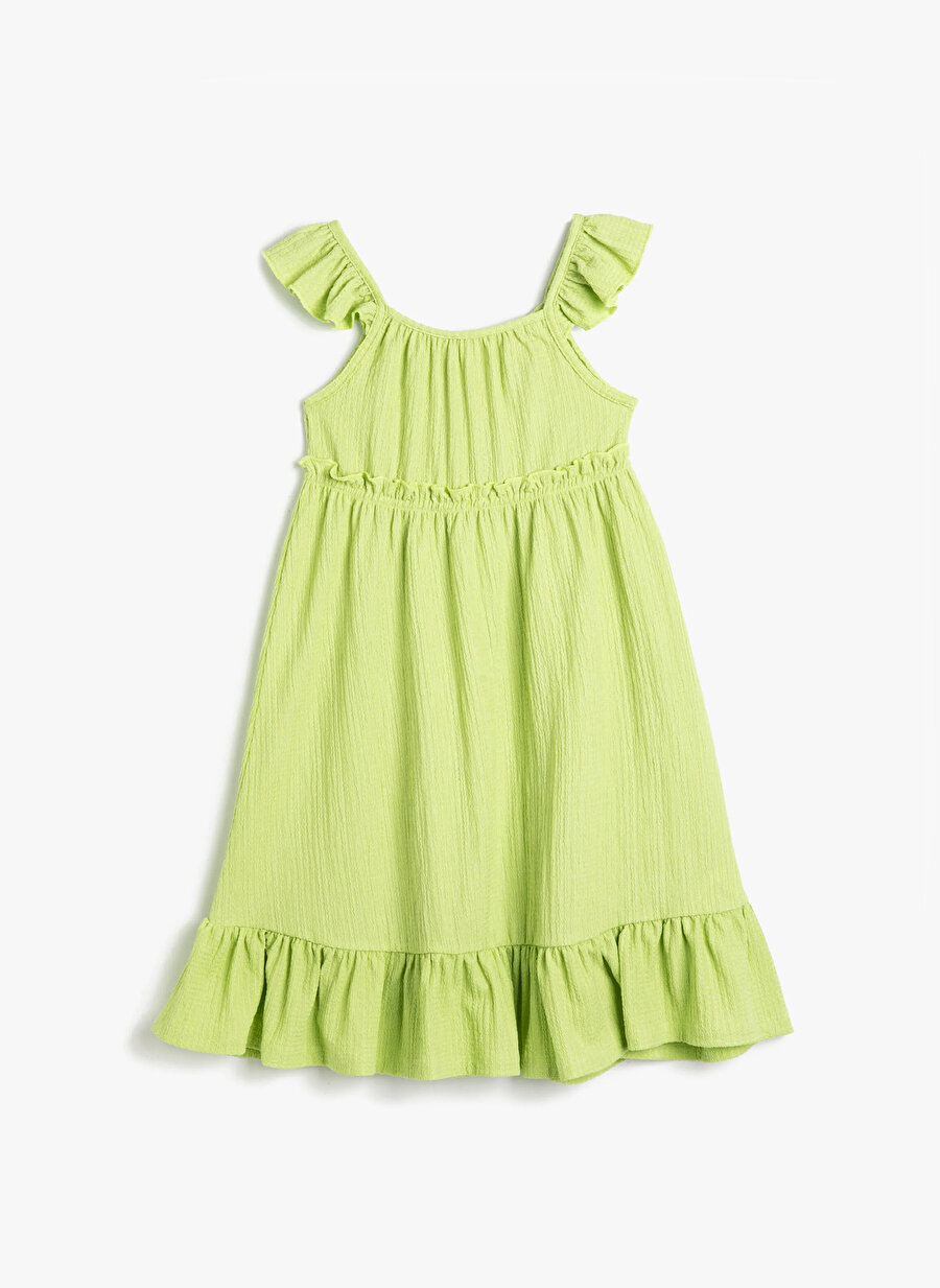 Koton Düz Yeşil Kız Çocuk Uzun Elbise 3SKG80027AK