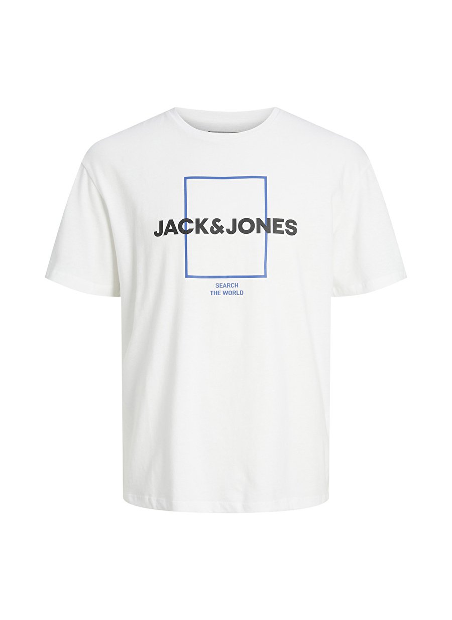 Jack & Jones Bisiklet Yaka Düz Beyaz Erkek T-Shirt JCOEXPLORED TEE SS CREW NECK MC