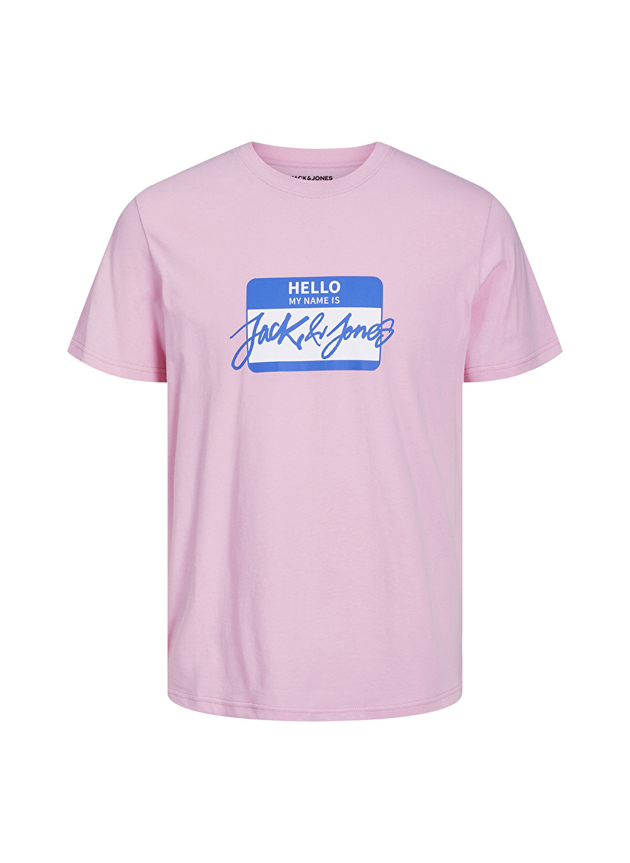 Jack & Jones Bisiklet Yaka Düz Pembe Erkek T-Shirt JORGRAFITTI TEE SS CREW NECK TG