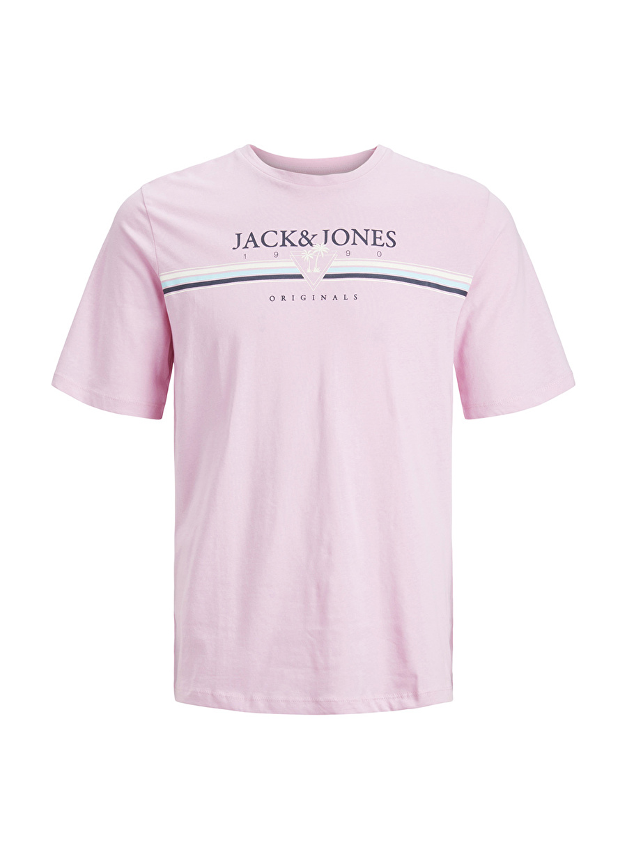 Jack & Jones Bisiklet Yaka Düz Pembe Erkek T-Shirt JORCODY SUMMER TEE SS CREW NECK