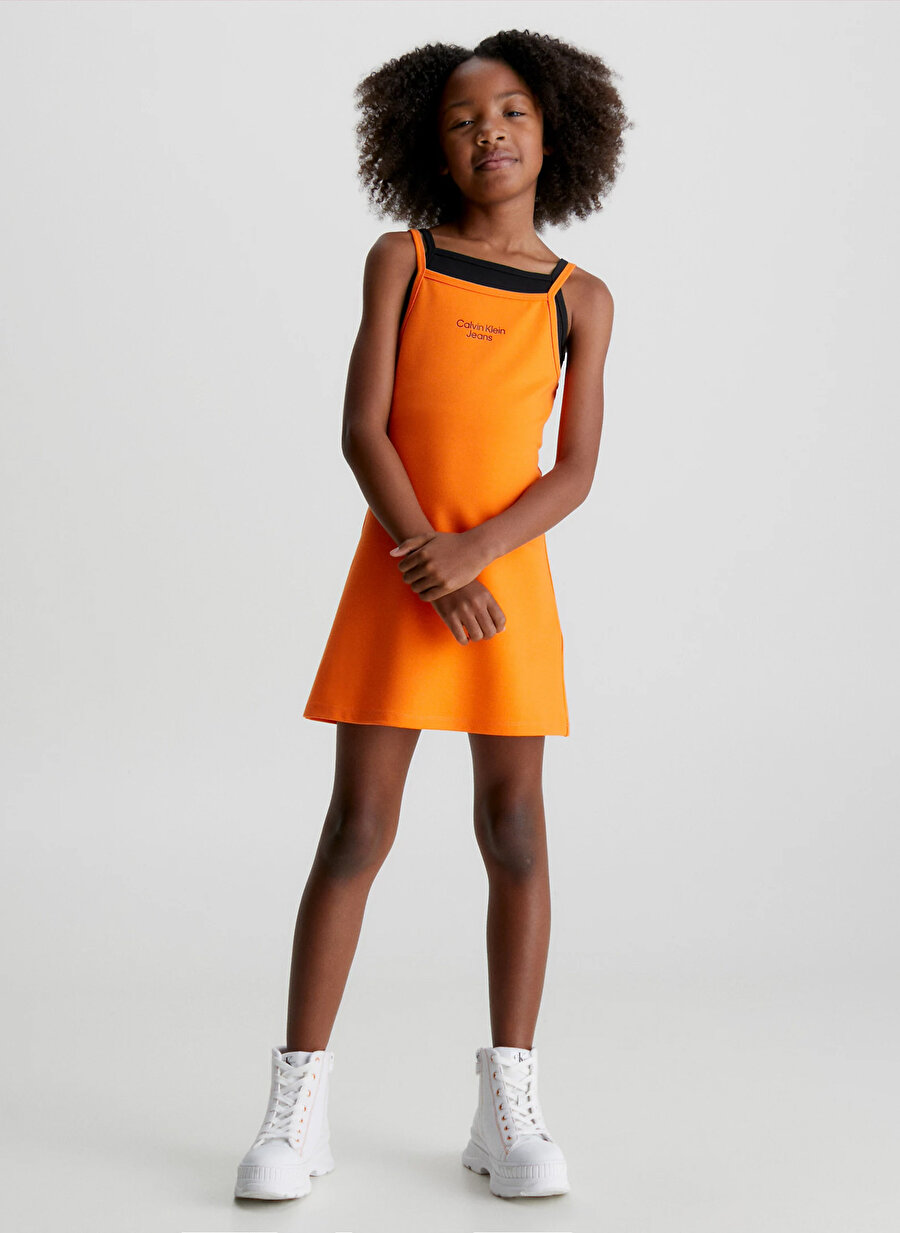 Calvin Klein Düz Turuncu Kız Çocuk Midi Elbise IG0IG01963SCB