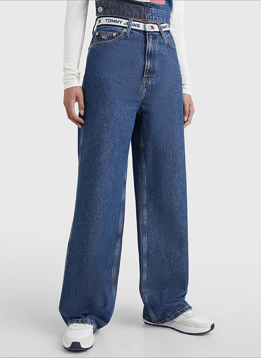 Tommy Jeans Yüksek Bel Normal Koyu Mavi Kadın Pantolon DW0DW148081BJ