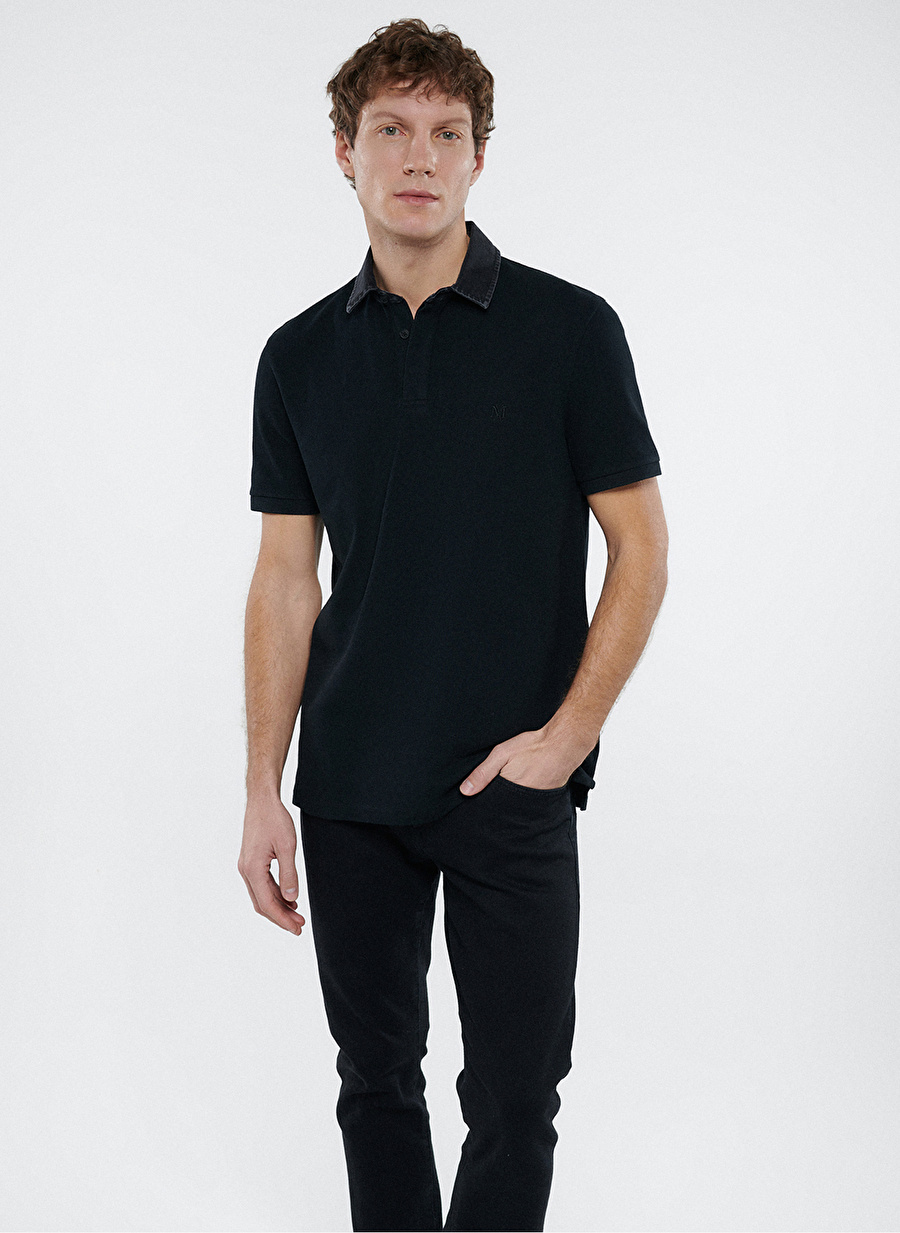 Mavi Düz Siyah Erkek Polo T-Shirt M0610343-900_POLO TİŞÖRT