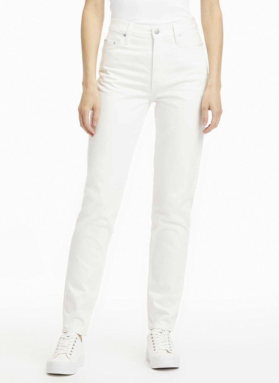 Calvin Klein Jeans Yüksek Bel Normal Paça Mom Fit Mavi Kadın Denim Pantolon J20J2206031AA