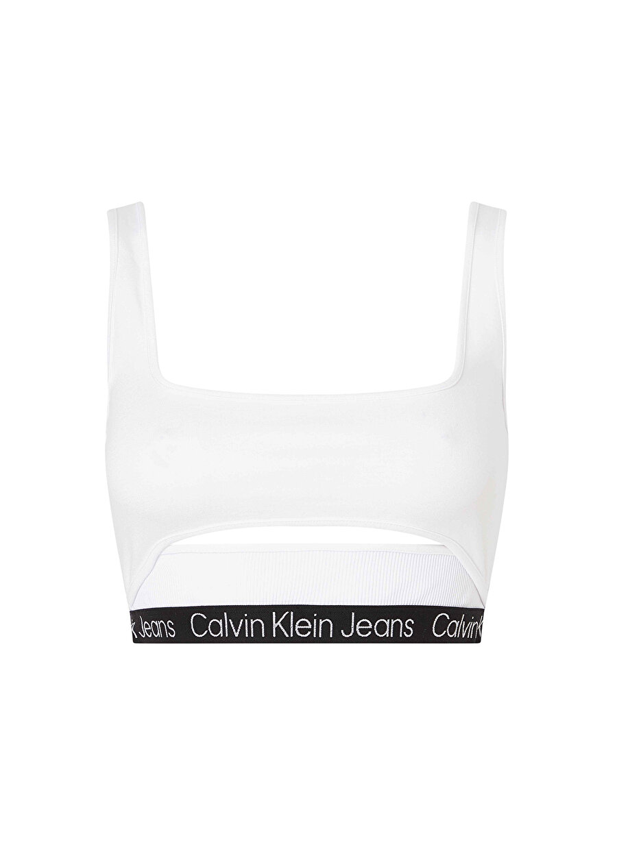 Calvin Klein Jeans Bisiklet Yaka Blok Desenli Beyaz Kadın Büstiyer J20J220772YAF