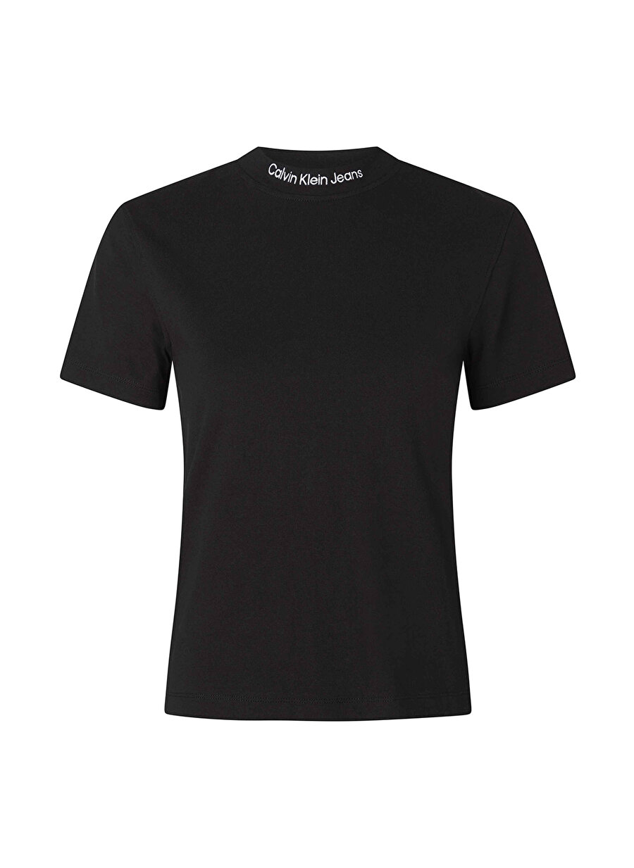 Calvin Klein Jeans Balıkçı Yaka Blok Desenli Siyah Kadın T-Shirt J20J221212BEH