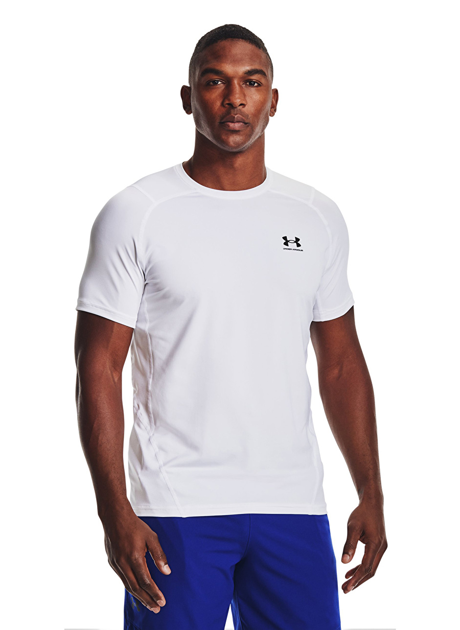 Under Armour Yuvarlak Yaka Düz Beyaz Erkek T-Shirt 1361683-100 UA HG Armour Fitted