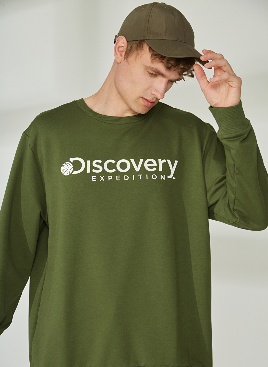 Discovery Expedition Bisiklet Yaka Haki Erkek Sweatshırt ENERGY