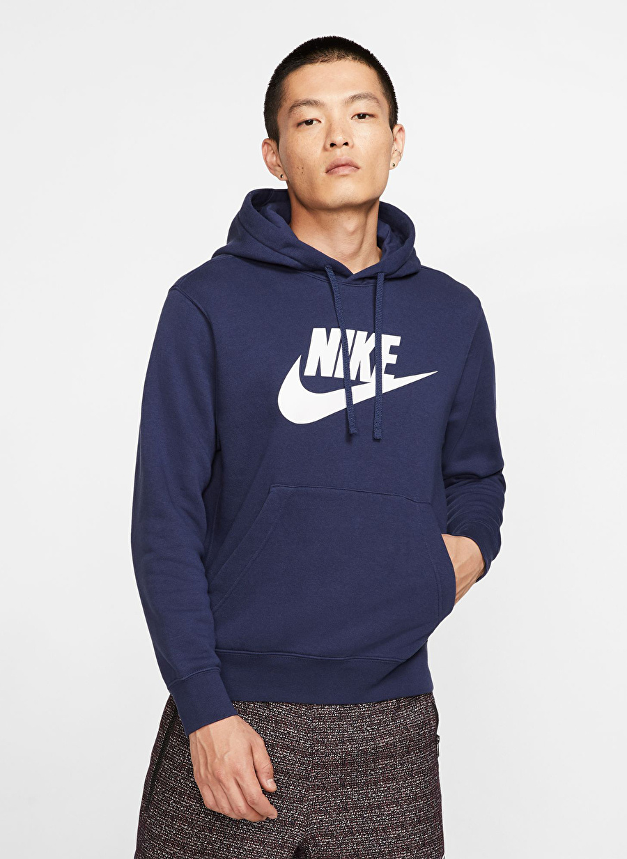 Nike Lacivert Erkek Sweatshirt BV2973-410 M NSW CLUB HOODIE PO BB