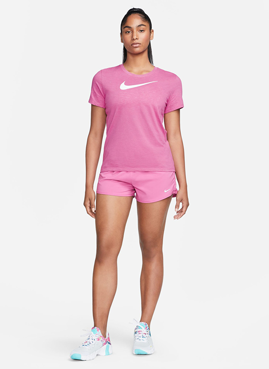 Nike Bisiklet Yaka Düz Pembe Kadın T-Shirt FD2884-623 W NK DF TEE SWOOSH