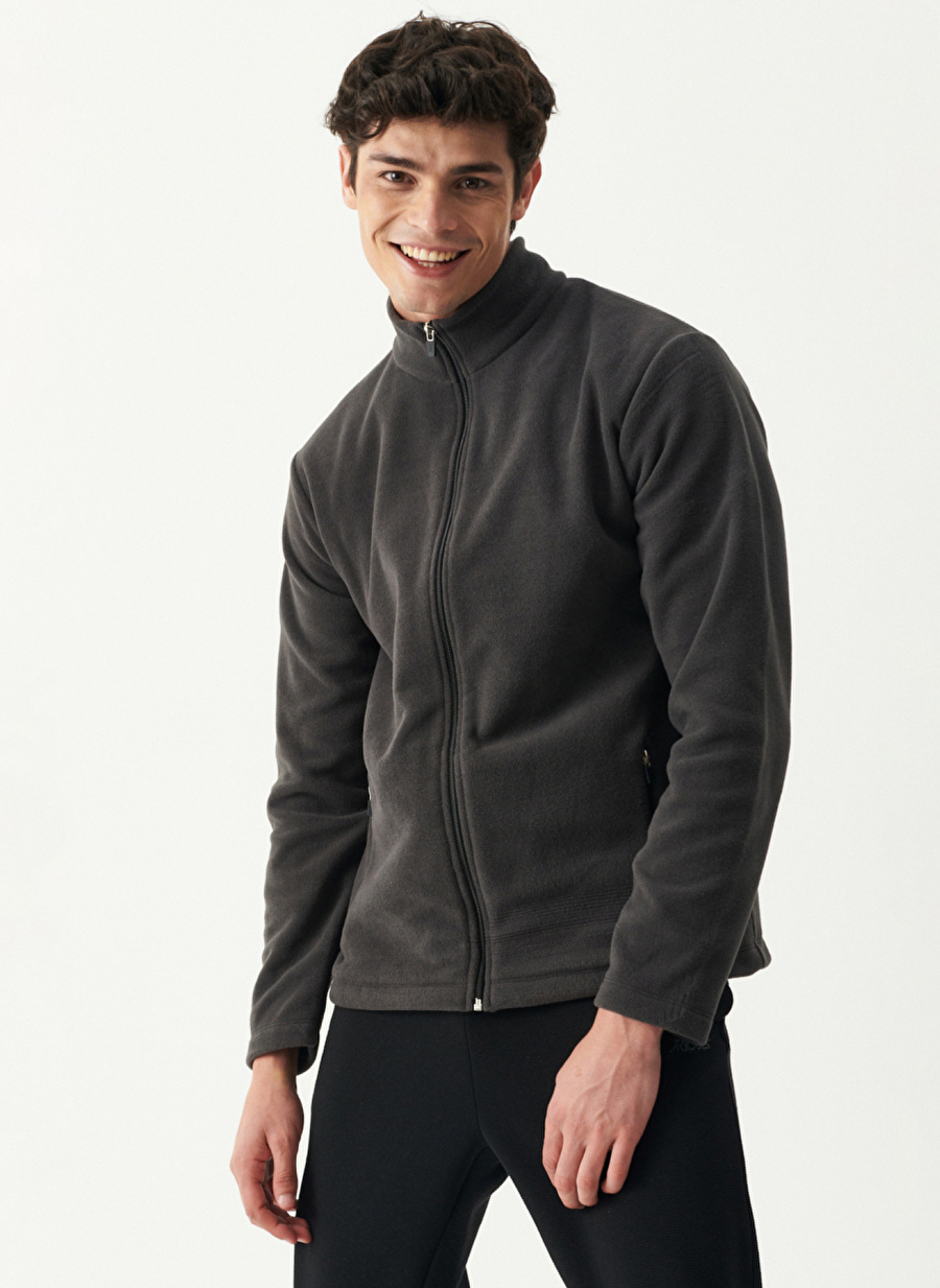 Riders By Lee Dik Yaka Fermuarlı Regular Fit Gri Erkek  Polar Sweatshirt L222717-003