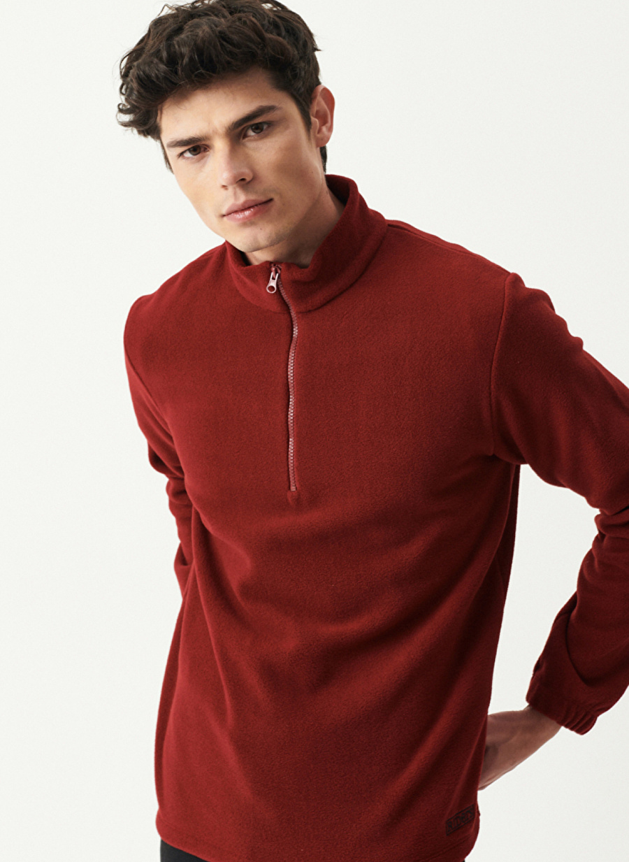 Riders By Lee Dik Yaka Yarım Fermuarlı Regular Fit Bordo Erkek  Polar Sweatshirt L222693-810