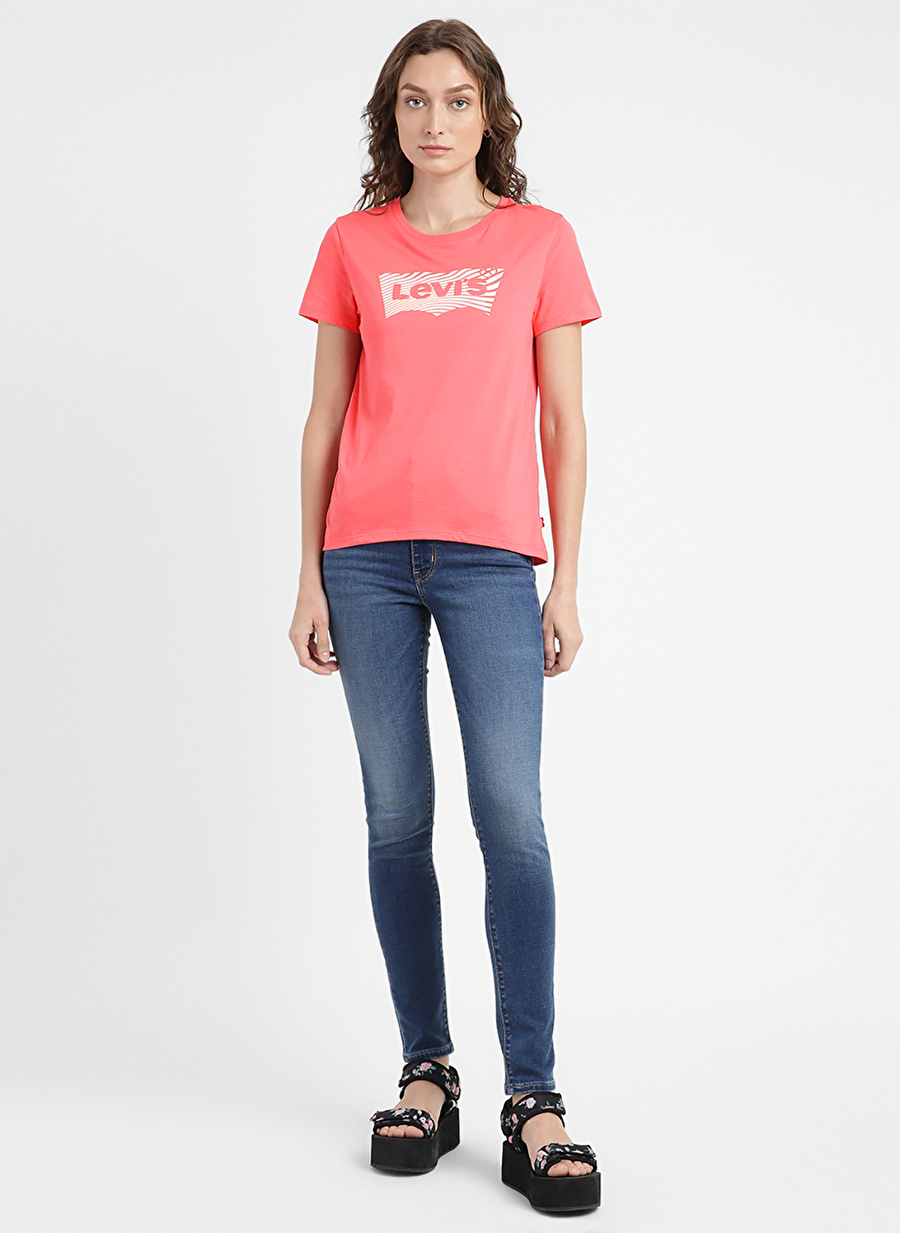 Levis Bisiklet Yaka Baskılı Beyaz Kadın T-Shirt 23771-0307 SMU-WT SCOOP NECK PRFCT