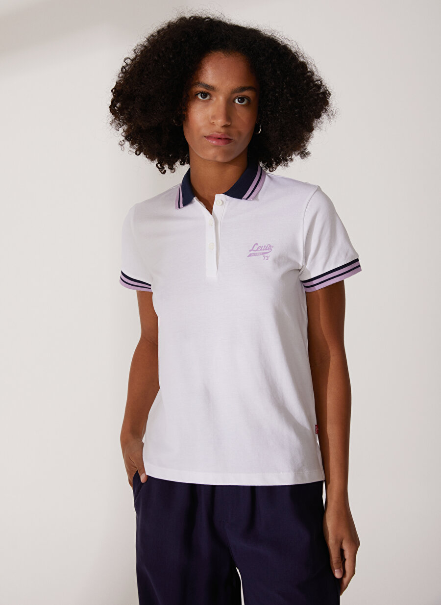 Levis Düz Beyaz Kadın Polo T-Shirt