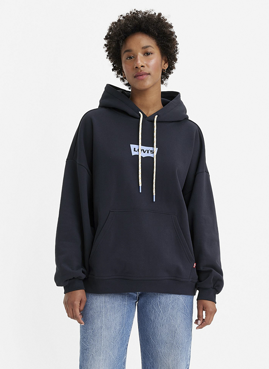 Levis Kapüşon Yaka Düz Mavi Kadın Sweatshırt A3397-0009 GRAPHIC CARAVAN HOODIE H