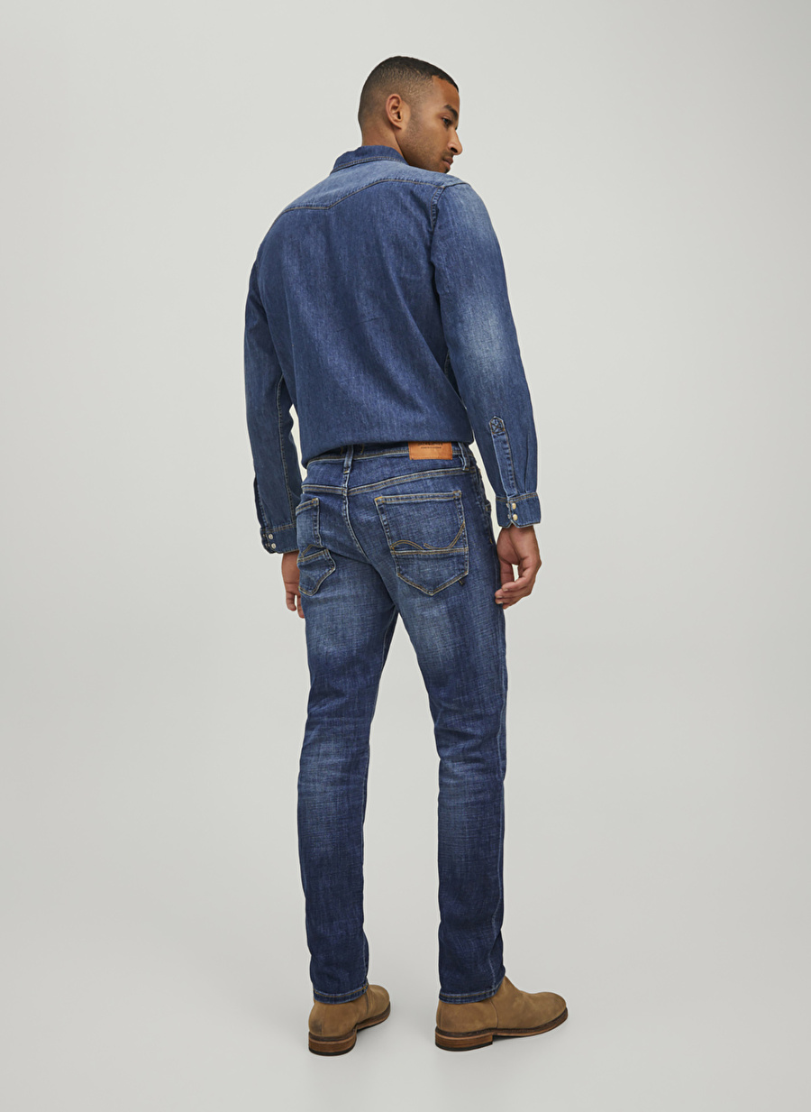 Jack & Jones JJIGLENN JJFOX GE 348 NOOS Mavi Erkek Normal Bel Slim Fit Denim Pantolon 12201944