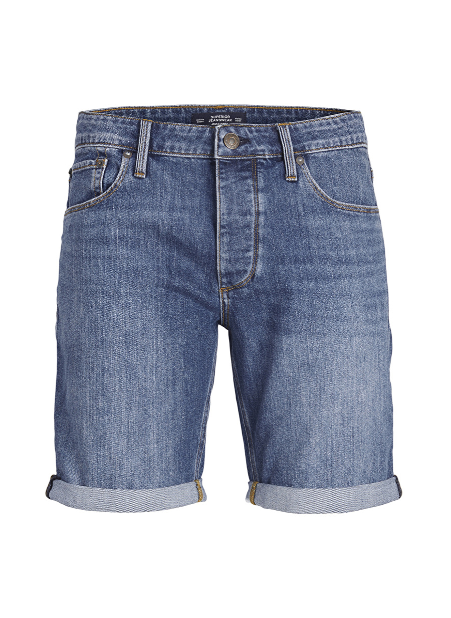 Jack & Jones 12236116_JJIRICK JJEVAN SHORTS AM 3 Mavi Erkek Normal Bel Normal  Denim Şort