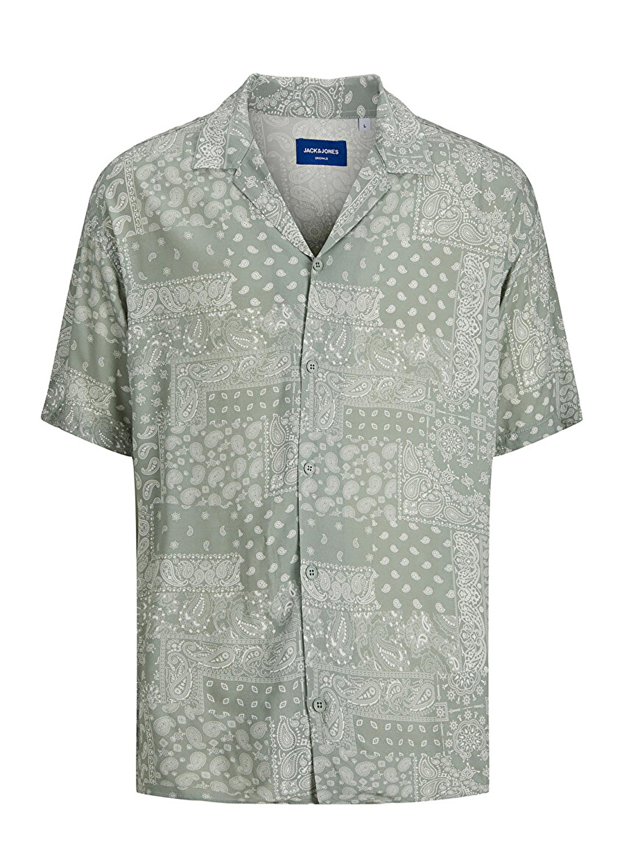 Jack & Jones Normal Gri Desenli Erkek Gömlek 12234734_JORPAISLEY RESORT SHIRT SS