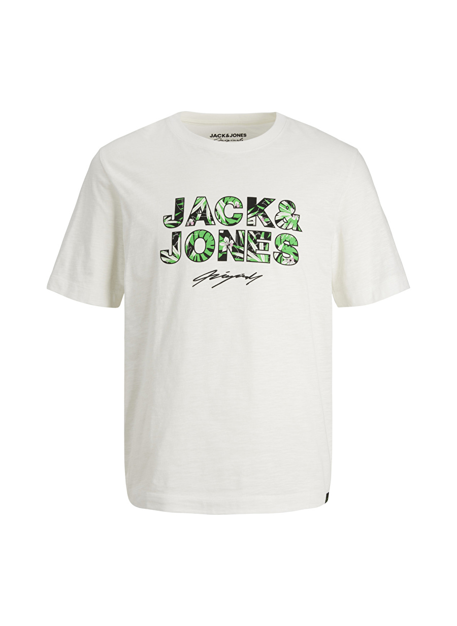 Jack & Jones Bisiklet Yaka Baskılı Krem Erkek T-Shirt 12234807_JORTULUM BRANDING TEE SS C