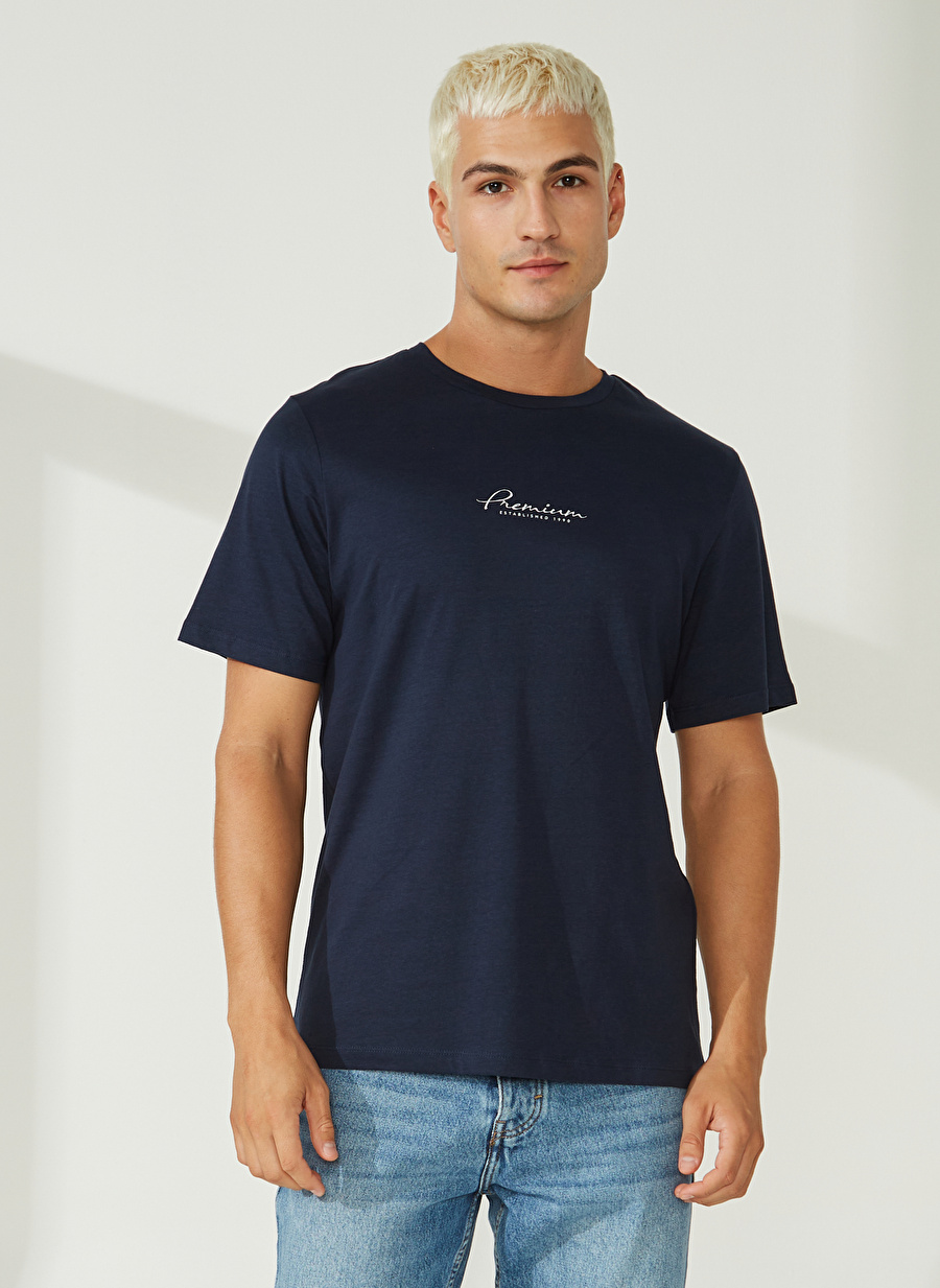 Jack & Jones Bisiklet Yaka Düz Lacivert Erkek T-Shirt 12238930_JPRBLABOOSTER TEE JUN23