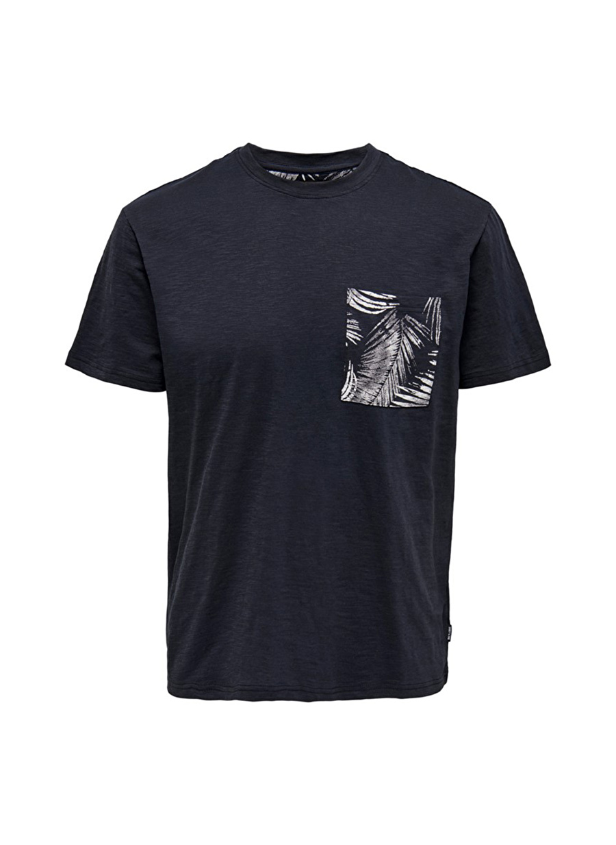 Only & Sons O Yaka Düz Lacivert Erkek T-Shirt 22025286_ONSPERRY LIFE REG LEAF SS_2