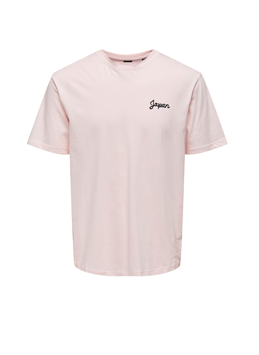 Only & Sons O Yaka Düz Pembe Erkek T-Shirt 22026087_ONSJP RLX SS TEE