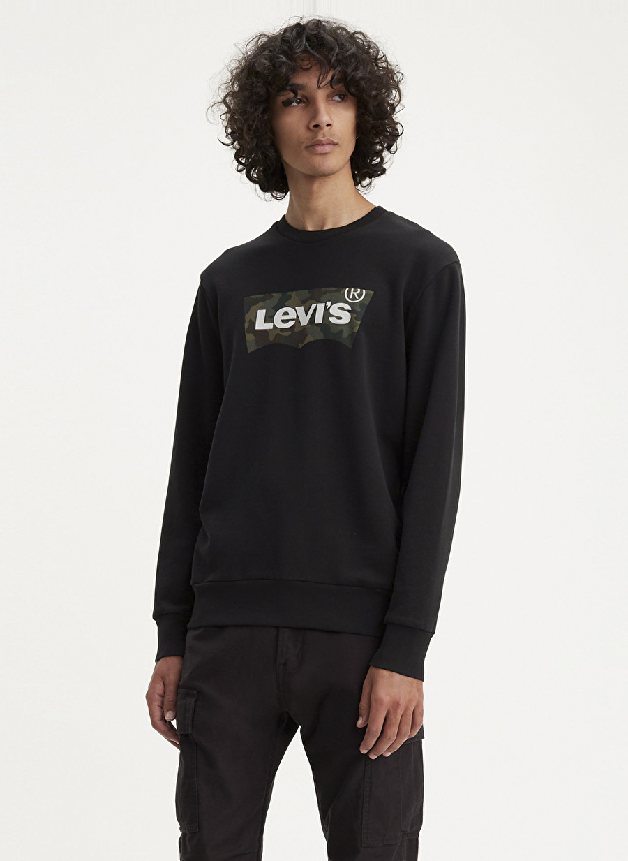 Levis Bisiklet Yaka Siyah Erkek Sweatshırt A4911-0003 GRAPHIC CREW SWEATSHRT