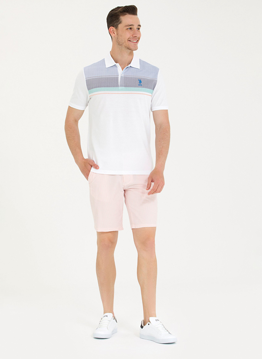 U.S. Polo Assn. Normal Bel Regular Fit Pembe Erkek Bermuda Şort GELLER