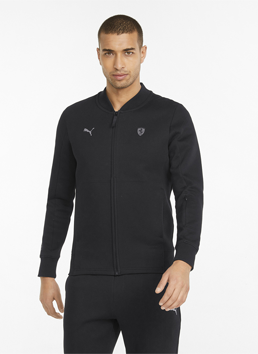 Puma Bisiklet Yaka Siyah Erkek Sweatshırt 53421001 Ferrari Style Sweat Jac