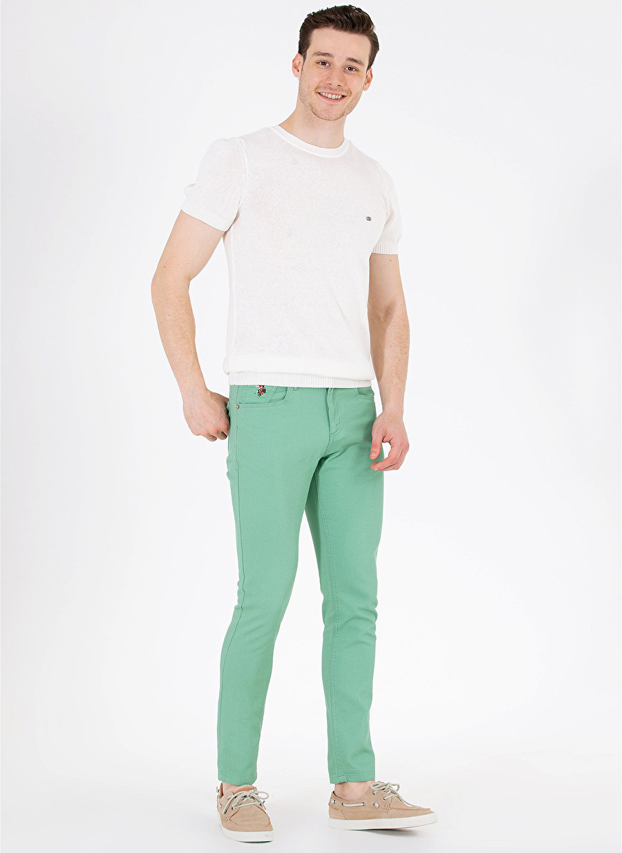 U.S. Polo Assn. Normal Bel Normal Paça Slim Fit Koyu Yeşil Erkek Pantolon MICHAEL23Y