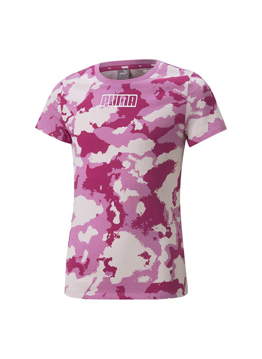 Puma Pembe Kız Bebek Bisiklet Yaka Kısa Kollu T-Shirt 84693914 Alpha AOP Tee